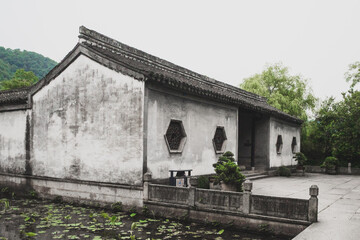 Chinese house by water in Lanting (Orchid Pavilion) scenic area in Shaoxing, China