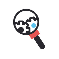gears in lupe line and fill style icon vector design