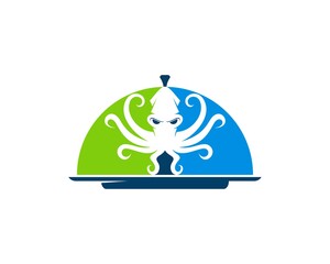 Obraz premium Serving plate with octopus inside