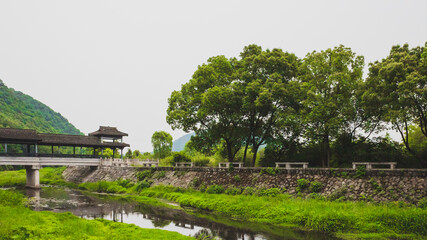 River and landscape in Lanting (Orchid Pavilion) scenic area, Shaoxing, China