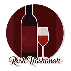 Isolated wine tradition rosh hashanah logo- Vector