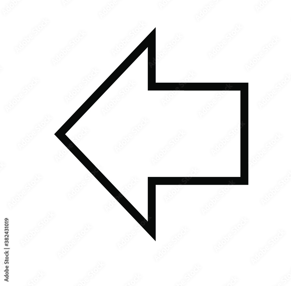 Poster black large left or backwards pointing arrow icon sketched as vector symbol