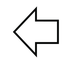 Black large left or backwards pointing arrow icon sketched as vector symbol	