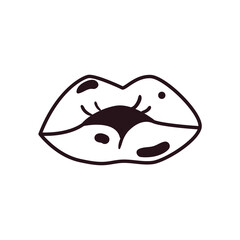 pop art female mouth line style icon vector design