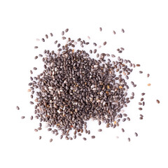 Black Chia Seed Organic food isolated on white background.