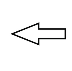 Black large left or backwards pointing solid arrow icon sketched as vector symbol	