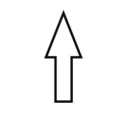 Black large forward or upward pointing solid arrow icon sketched as vector symbol	