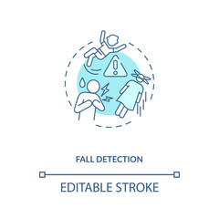 Fall detection concept icon. Health monitoring idea thin line illustration. Safety feature. Automatic wrist fall detector. Accidents risk. Vector isolated outline RGB color drawing. Editable stroke