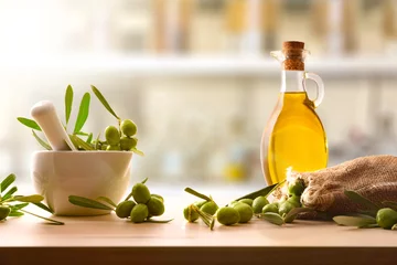 Zelfklevend Fotobehang Organic olive oil homemade elaborated front © Davizro Photography