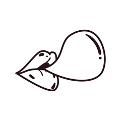 pop art female mouth with bubble gum line style icon vector design