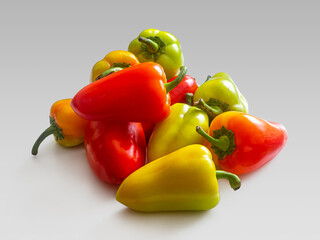 Lots of sweet bell peppers, red, yellow and green