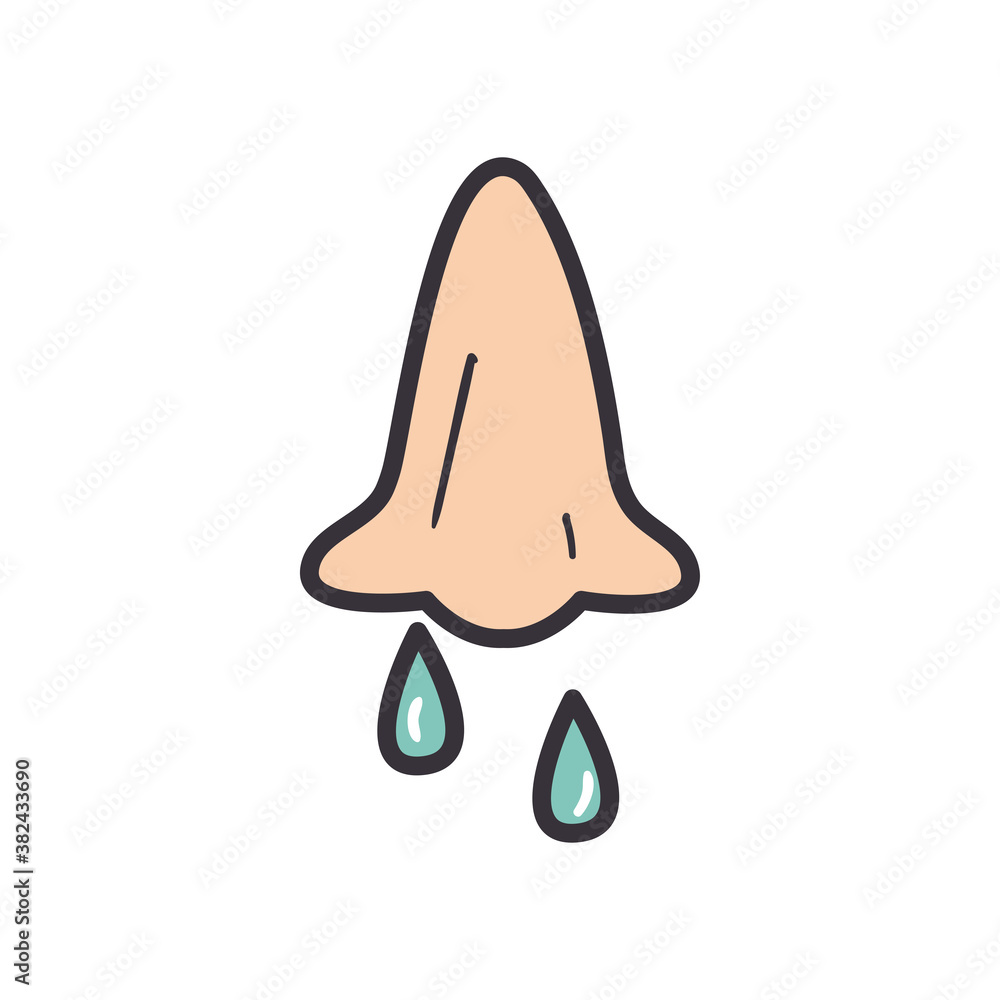 Poster nose with drops line and fill style icon vector design
