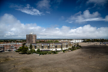 Fototapeta na wymiar View over East Beach Green and Beach Crescent in Littlehampton West Sussex UK