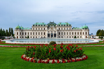 Fototapeta premium Beautiful view of the famous Palace Belvedere summer residence for Prince Eugene of Savoy, in Vienna the former capital of the Habsburg Empire.