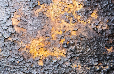 Rusty texture. Grunge background. Dry ground and old metal.