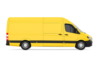 Yellow Delivery Van Isolated