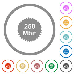 250 mbit guarantee sticker flat icons with outlines