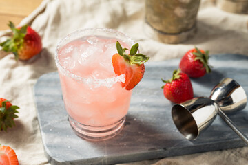 Boozy Refreshing Cold Strawberry Margarita