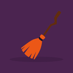 Witchs broom icon. Halloween season icon - Vector