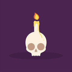 Scary skull icon with a candle. Halloween season icon - Vector