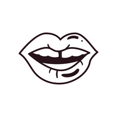 pop art female mouth showing teeth line style icon vector design