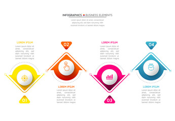 Vector elements for infographics. presentation and chart. steps or processes. 
options number workflow template design.4 steps. 