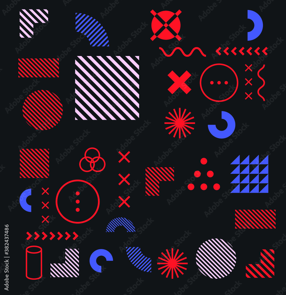 Poster abstract geometric background in neo-memphis style.