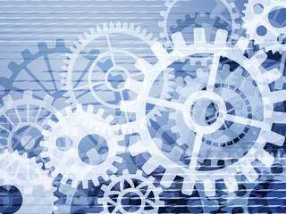 かっこいい歯車の背景素材_イラスト_暗い青