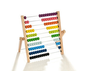 Abacus with colored beads isolated on white background    
