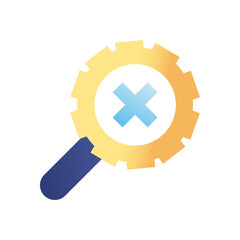 Obraz premium cross in lupe with gear gradient style icon vector design