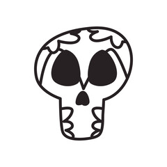 Mexican day of deads skull head free form line style icon vector design