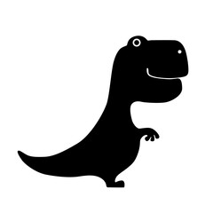 Black silhouette tyrannosaurus dinosaur isolated on white background. Flat design for poster or t-shirt. Vector illustration