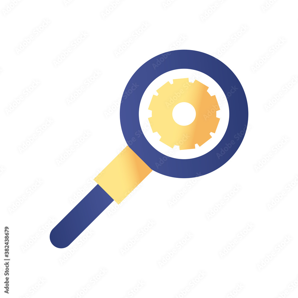 Poster gear in lupe gradient style icon vector design
