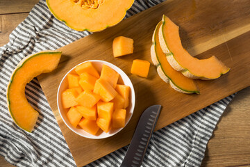 Raw Orange Organic Cantaloupe Fruit