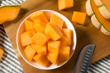 Raw Orange Organic Cantaloupe Fruit