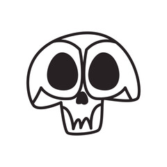 Mexican day of deads skull head free form line style icon vector design