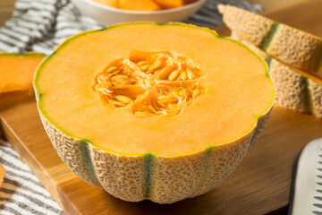 Raw Orange Organic Cantaloupe Fruit