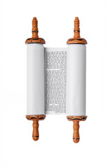 A Torah scroll in front of white background - obrazy, fototapety, plakaty