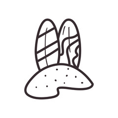 Summer surfboards line style icon vector design