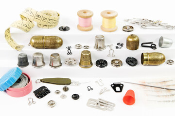 Different vintage tools for sewing