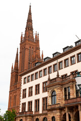 Fototapeta na wymiar New town hall and market church in Wiesbaden