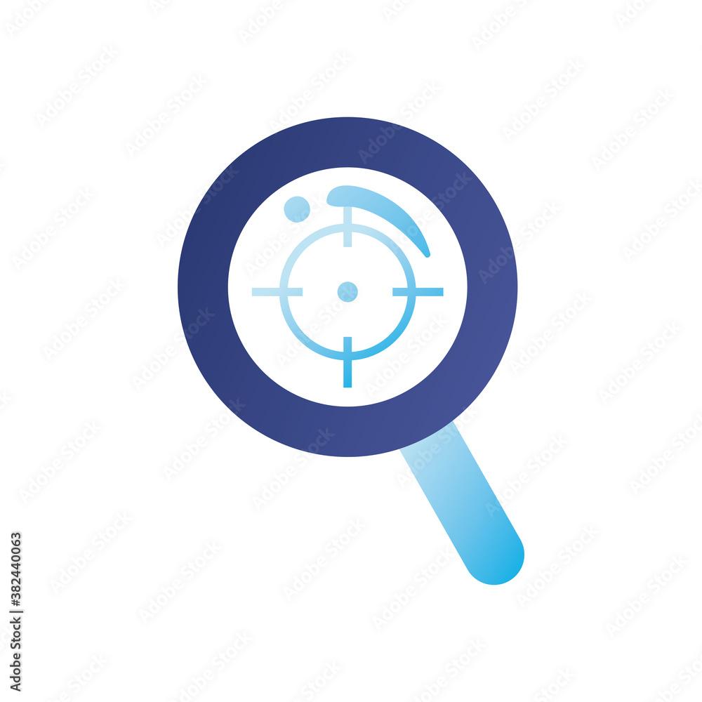Poster target in lupe gradient style icon vector design