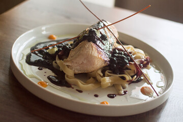 turkey meat with blueberry sauce