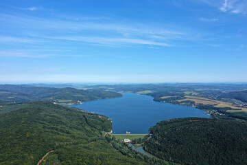 Fototapeta na wymiar Aerial view of Velka Domasa water reservoir in Slovakia