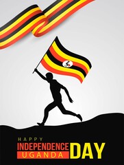9thOctober Uganda Independence Day template. man running with flag. vector illustration