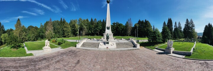 Aerial view of the Soviet Army Memorial in Svidnik, Slovakia