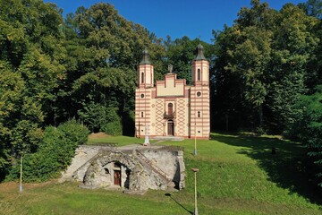 Aerial view of Calvary in Bardejov, Slovakia
