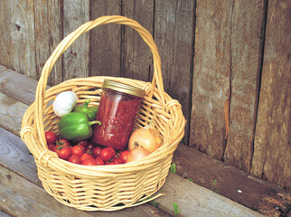 Fototapeta na wymiar Close up basket of freshly picked organic vegetables.