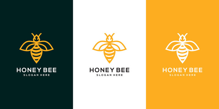 honey bee logo vector animal design