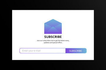Email subscribe form design template for marketing and advertising business